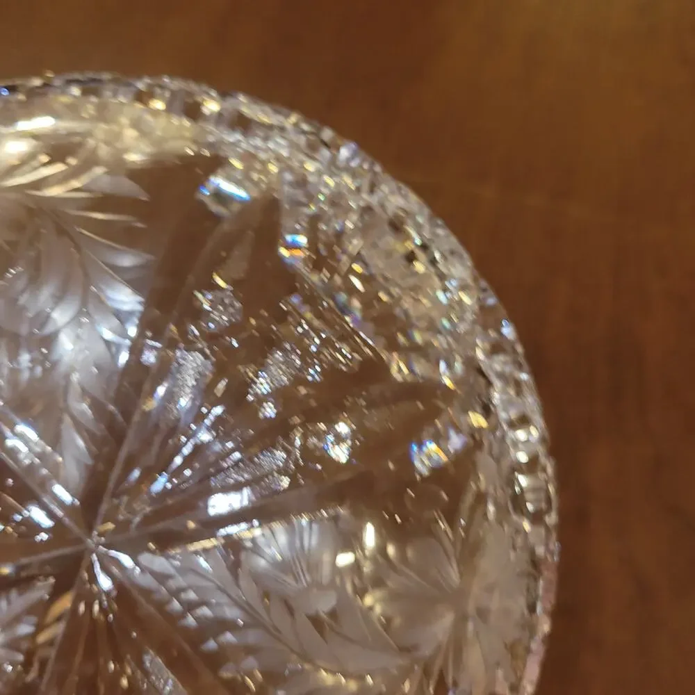 Vintage ABP Cut Glass Crystal 7” Bowl Scalloped Rim